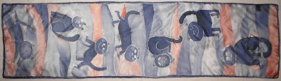 Hedvábný ručně malovaný šál - Kočky 09